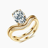 Wave Oval Moissanite Contoured Bridal Set