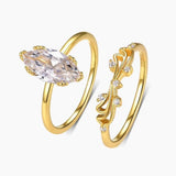 East-West Marquise Vine Bridal Ring Set