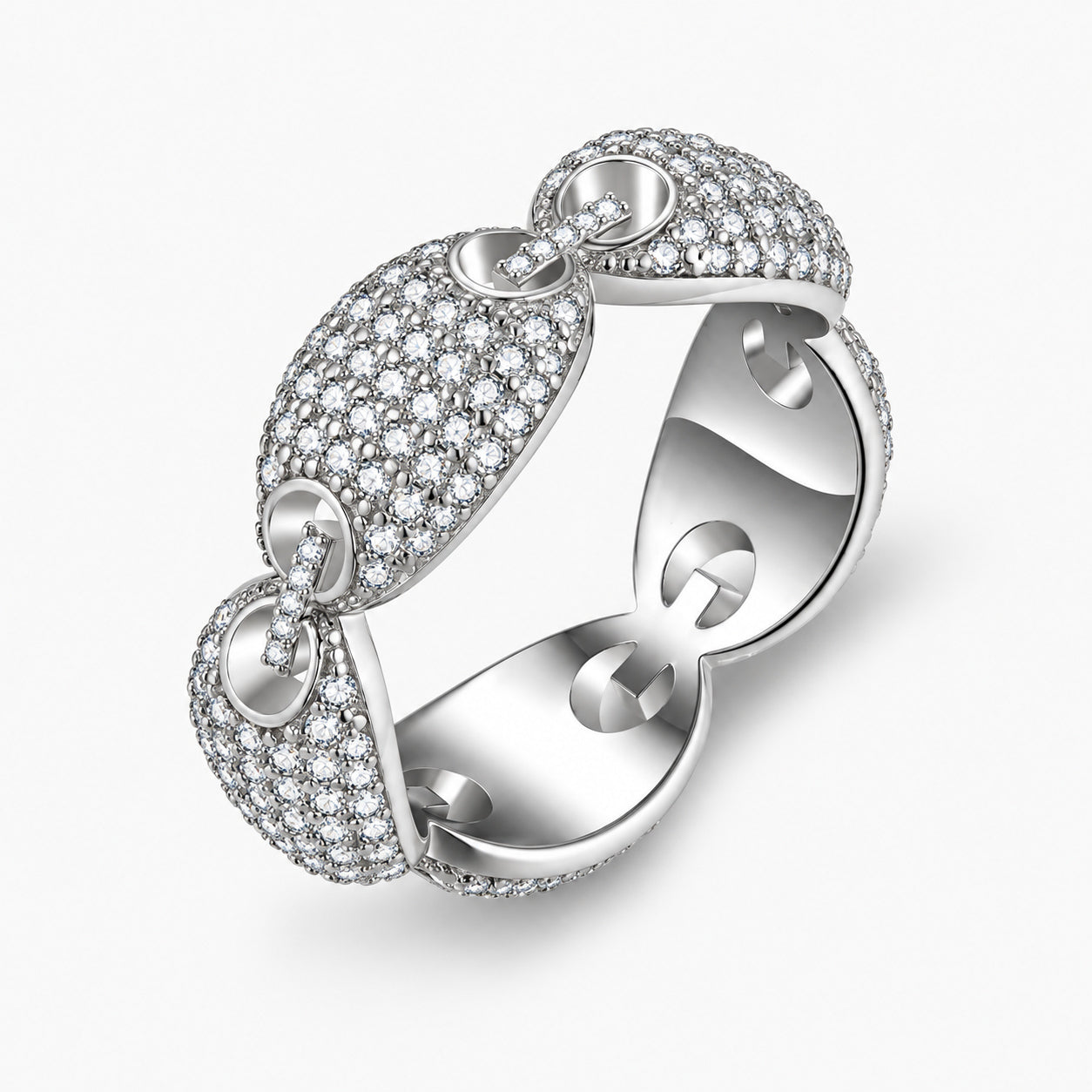 Puff Mariner Link Pavé Moissanite Band