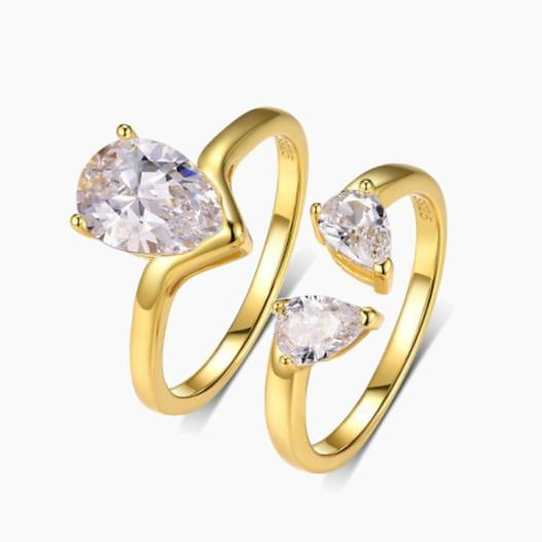 Pear Moissanite Open Cuff Bridal Set