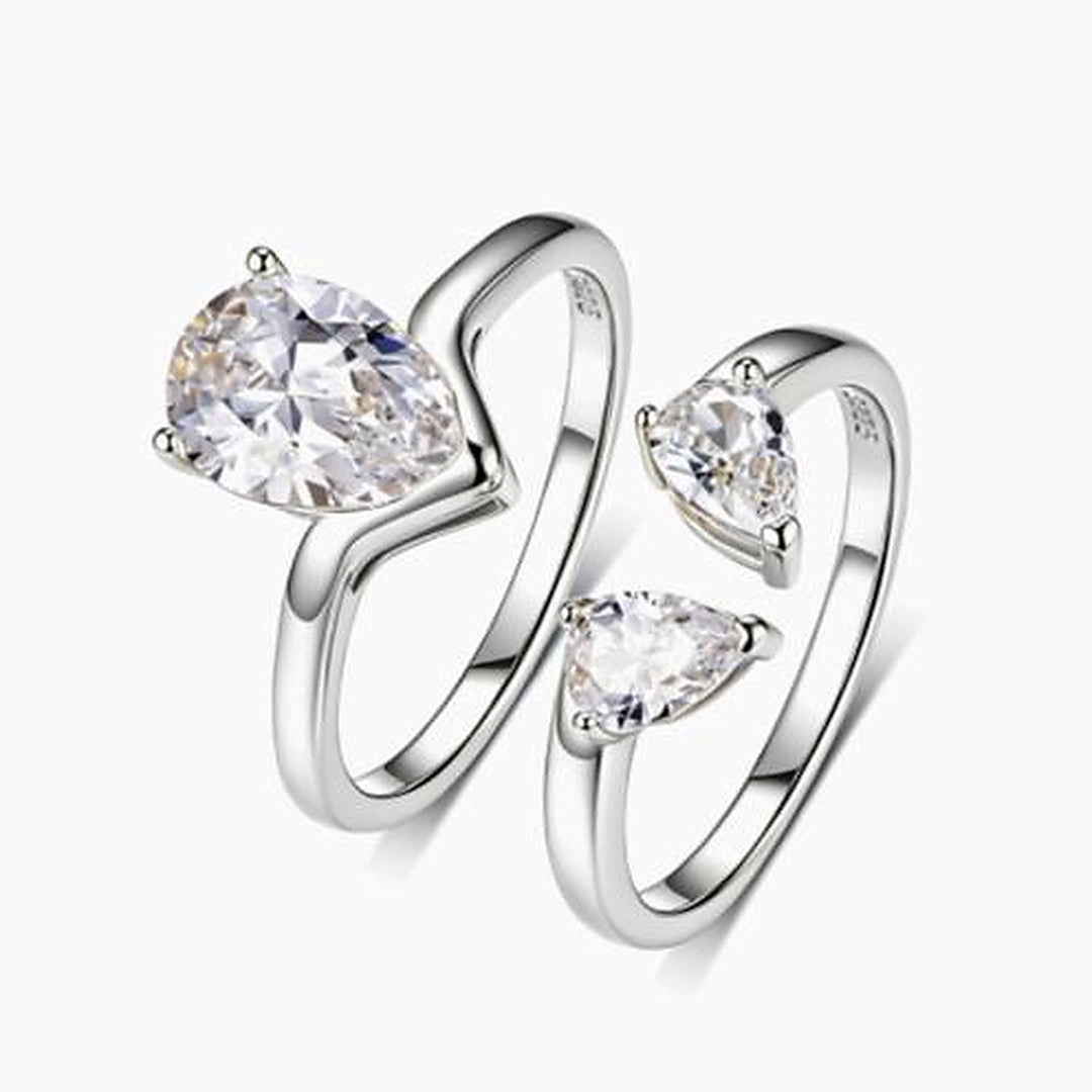 Pear Moissanite Open Cuff Bridal Set