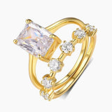 Radiant Moissanite Floating Bridal Ring Set