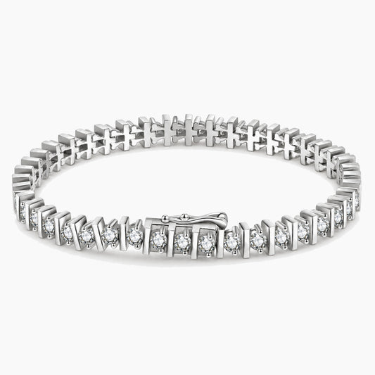 Geometric Bar Link Moissanite Bracelet