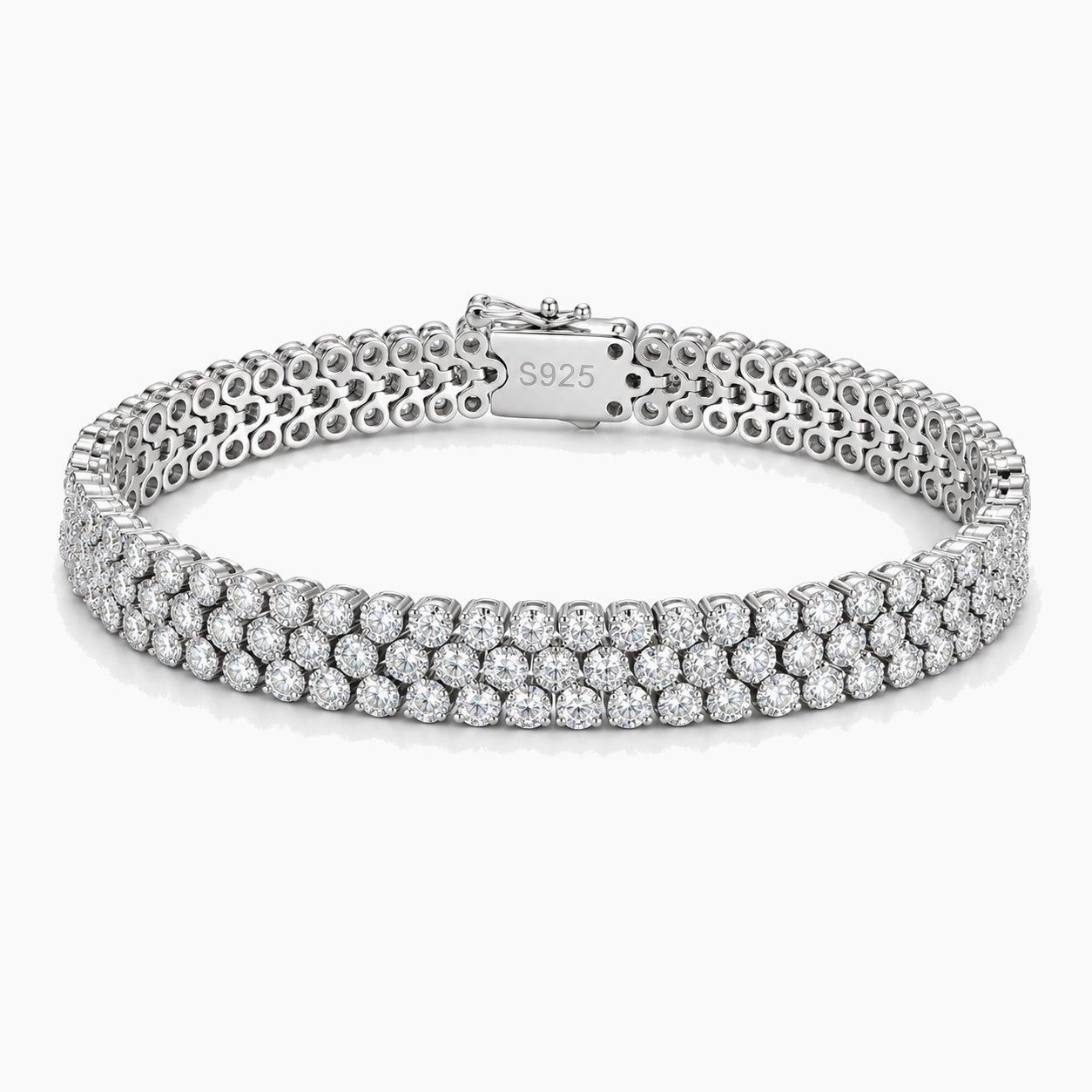 Three-Row Honeycomb Moissanite Bracelet