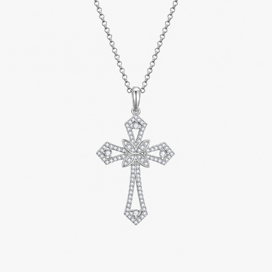 The Floris Cross Moissanite Necklace