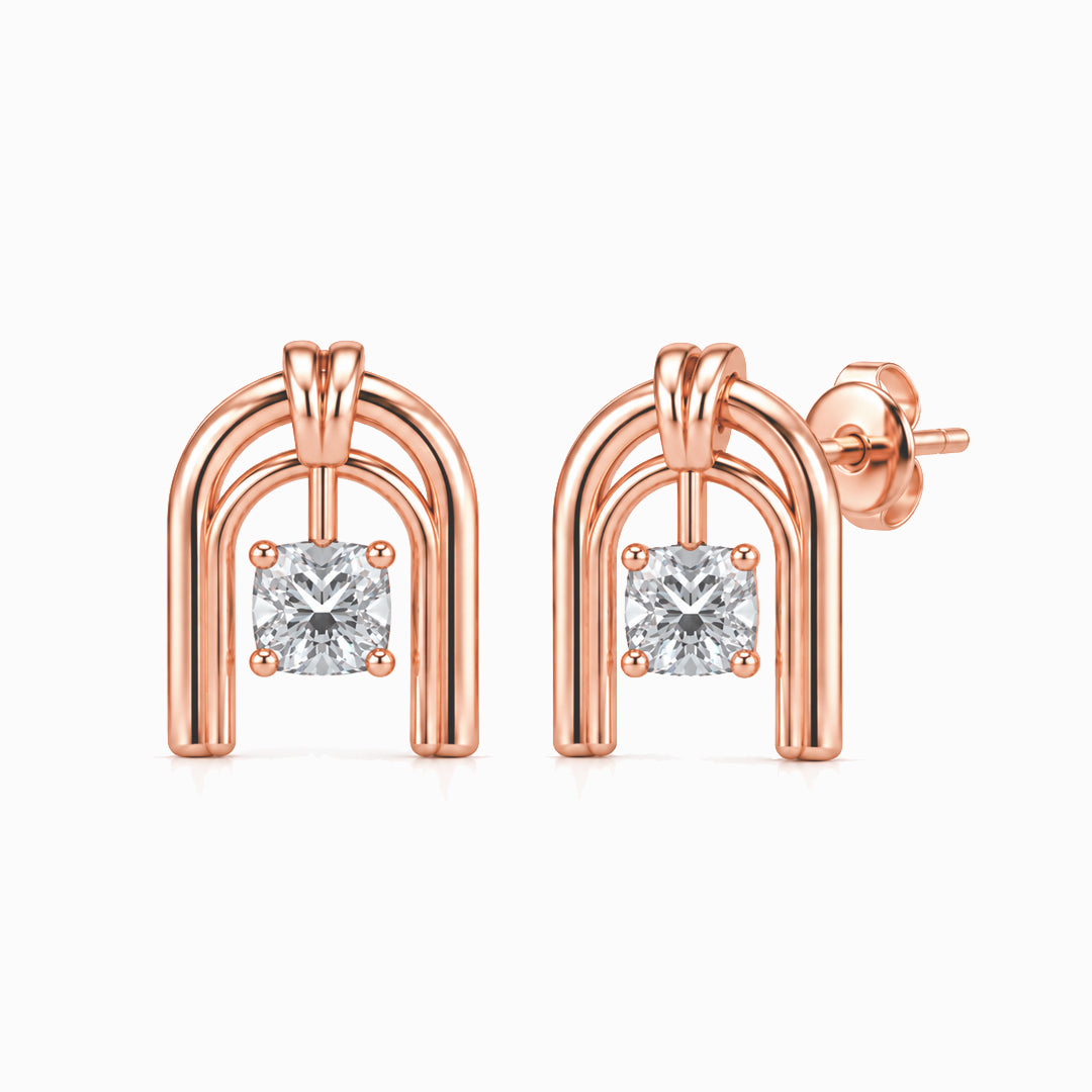Roman Half Arch Double Arch Moissanite Stud Earrings
