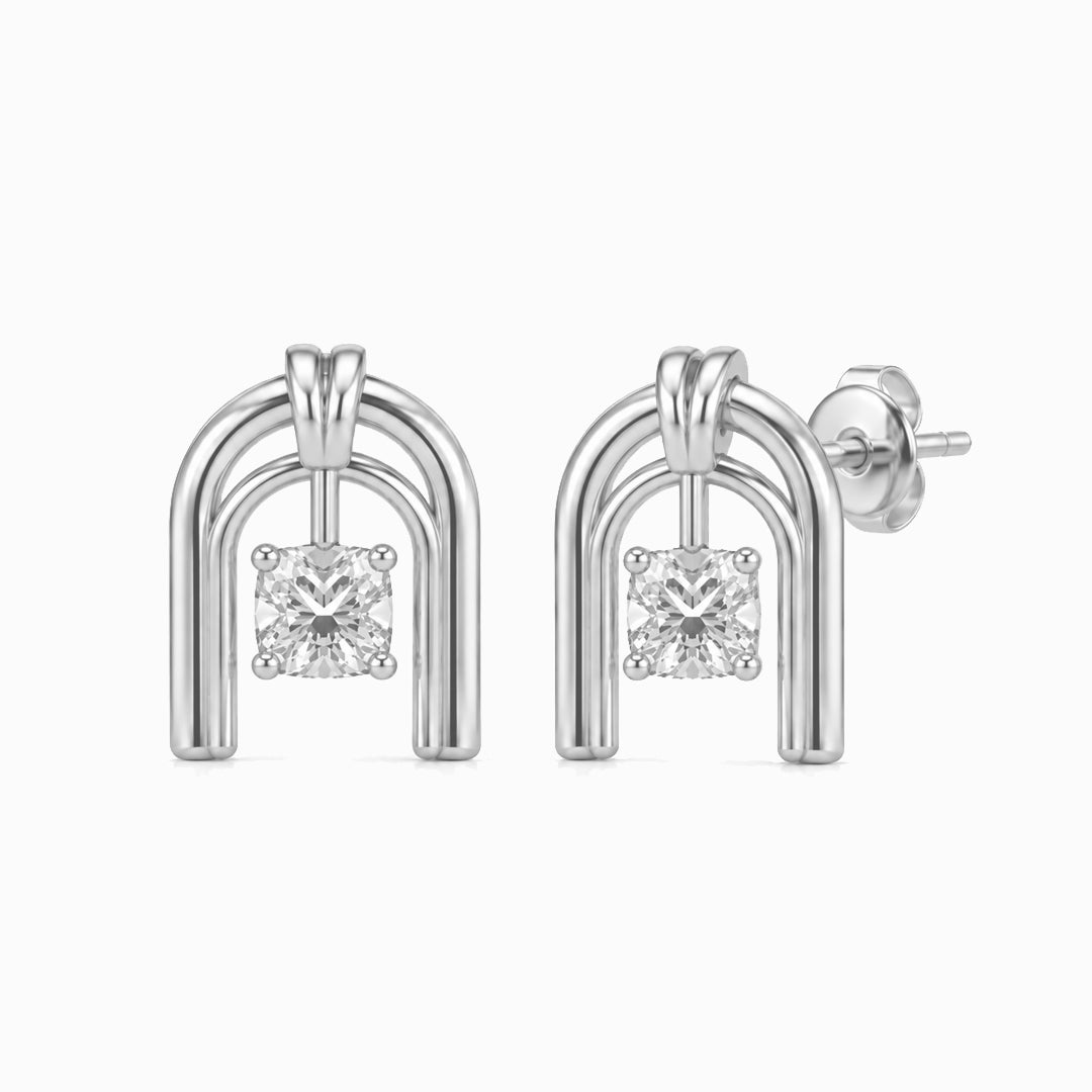 Roman Half Arch Double Arch Moissanite Stud Earrings