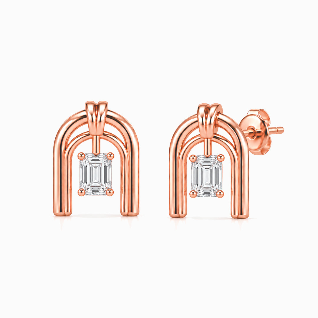 Roman Half Arch Double Arch Moissanite Stud Earrings