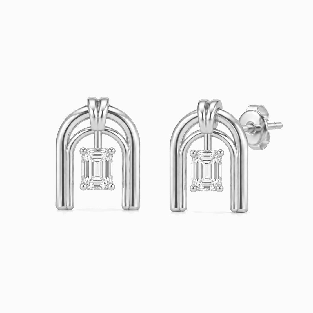 Roman Half Arch Double Arch Moissanite Stud Earrings
