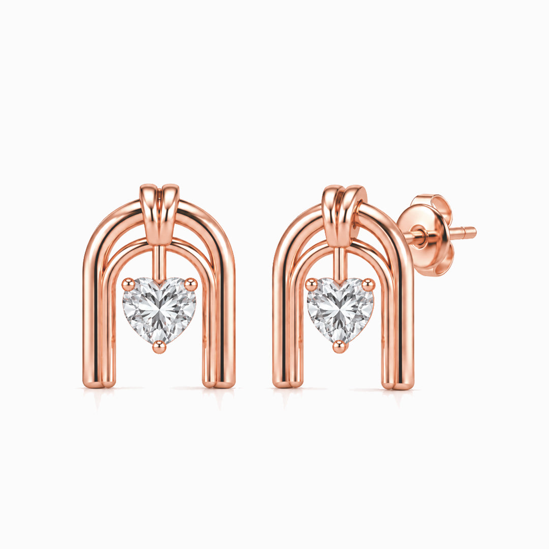 Roman Half Arch Double Arch Moissanite Stud Earrings