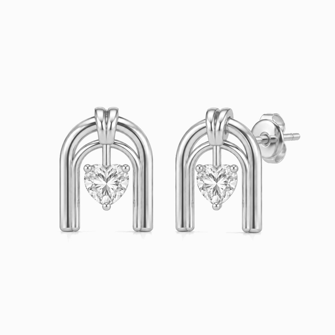 Roman Half Arch Double Arch Moissanite Stud Earrings