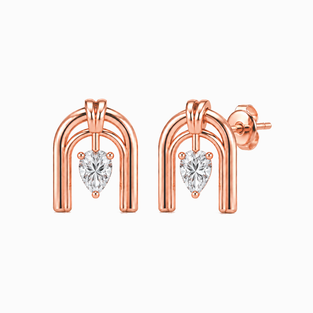 Roman Half Arch Double Arch Moissanite Stud Earrings