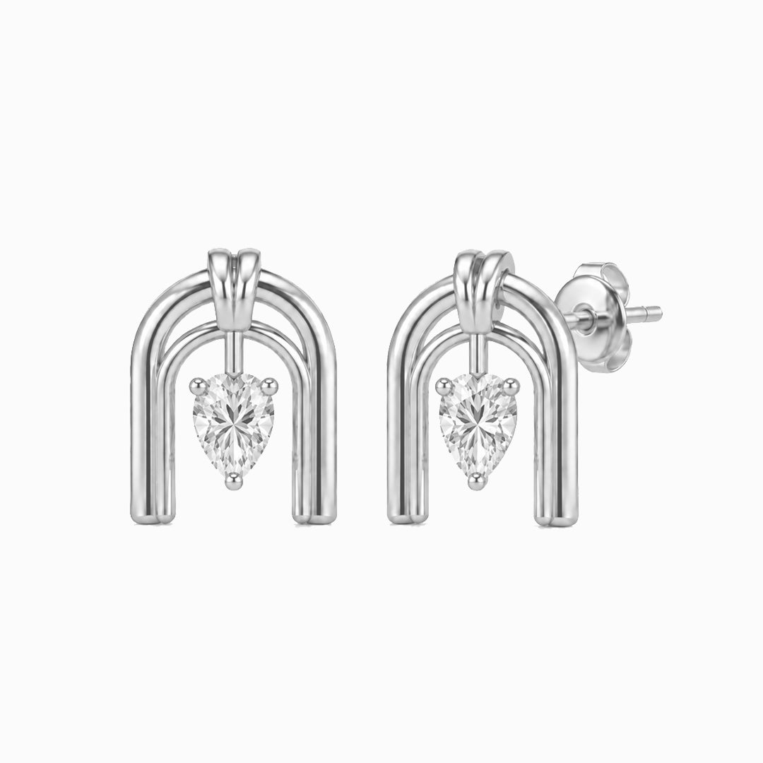 Roman Half Arch Double Arch Moissanite Stud Earrings