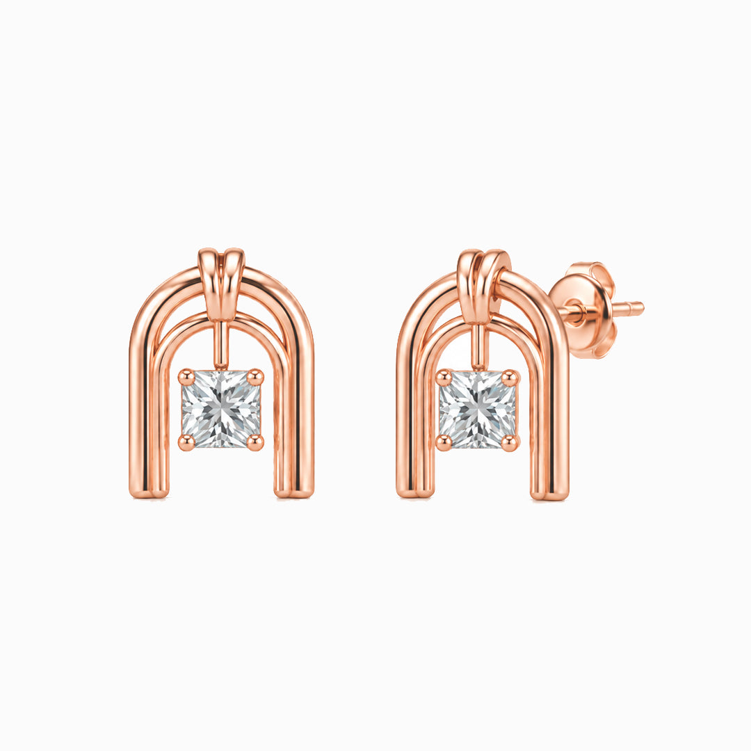 Roman Half Arch Double Arch Moissanite Stud Earrings