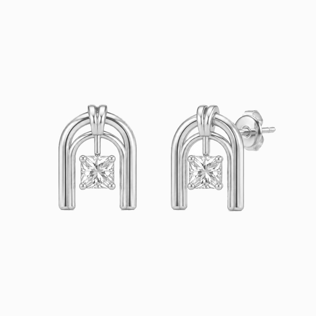 Roman Half Arch Double Arch Moissanite Stud Earrings