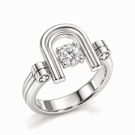 Roman Half Arch Double Arch Moissanite Ring