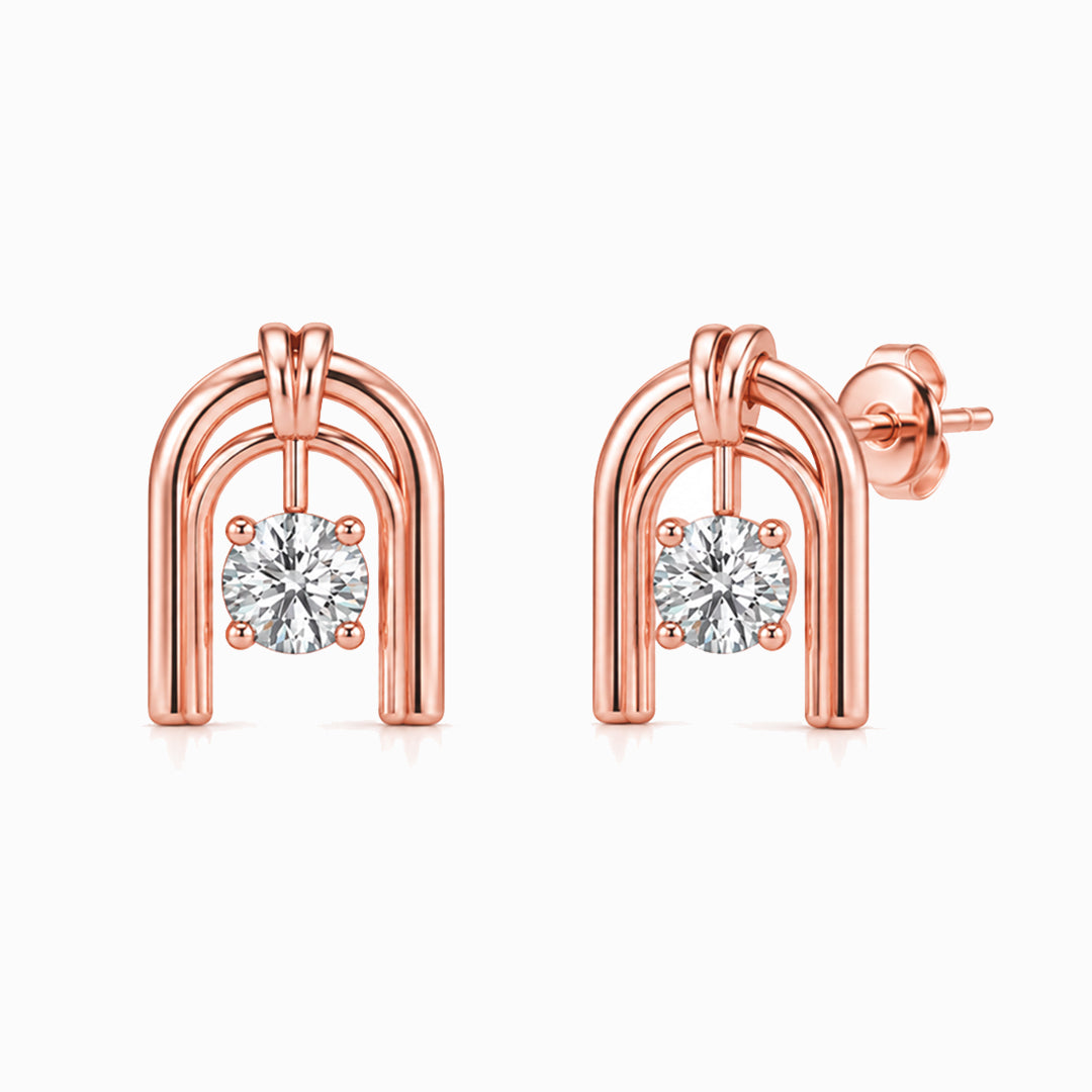 Roman Half Arch Double Arch Moissanite Stud Earrings