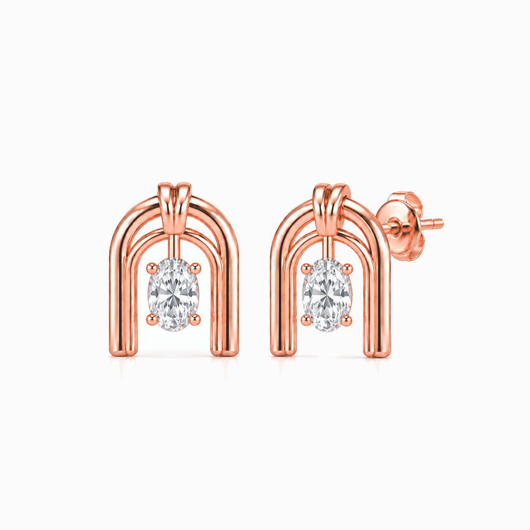 Roman Half Arch Double Arch Moissanite Stud Earrings