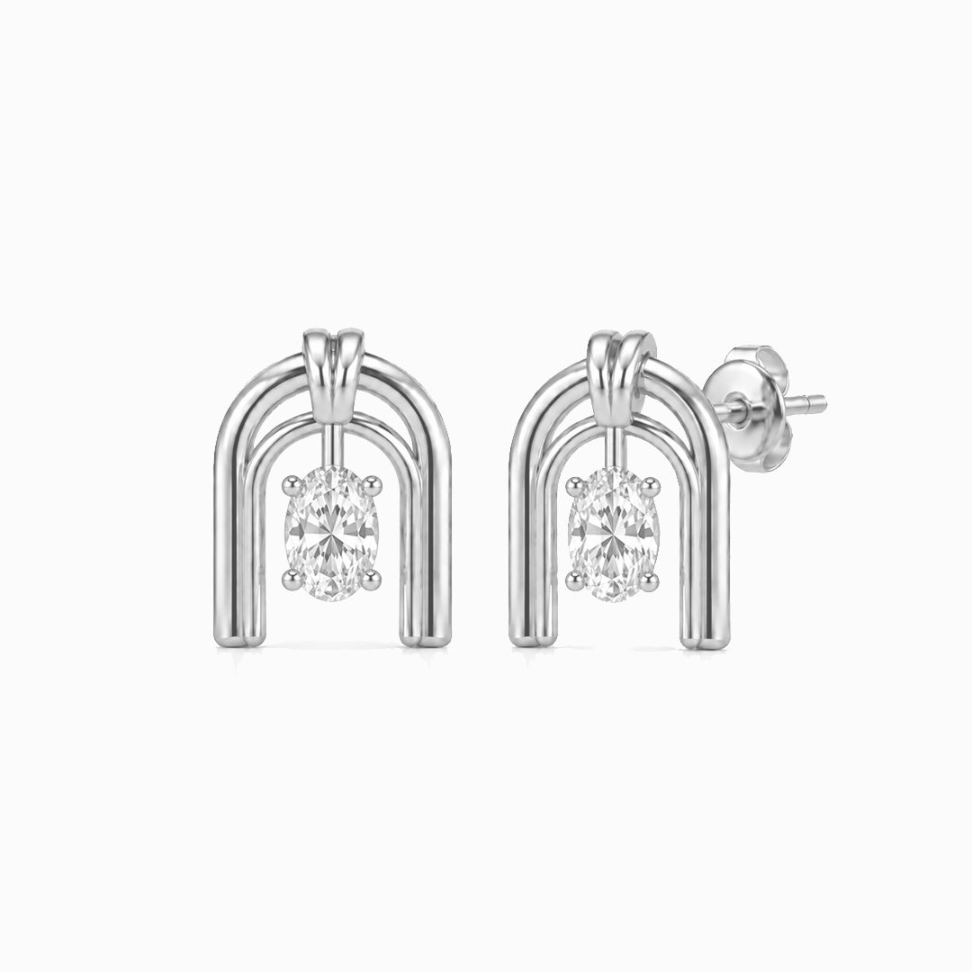 Roman Half Arch Double Arch Moissanite Stud Earrings