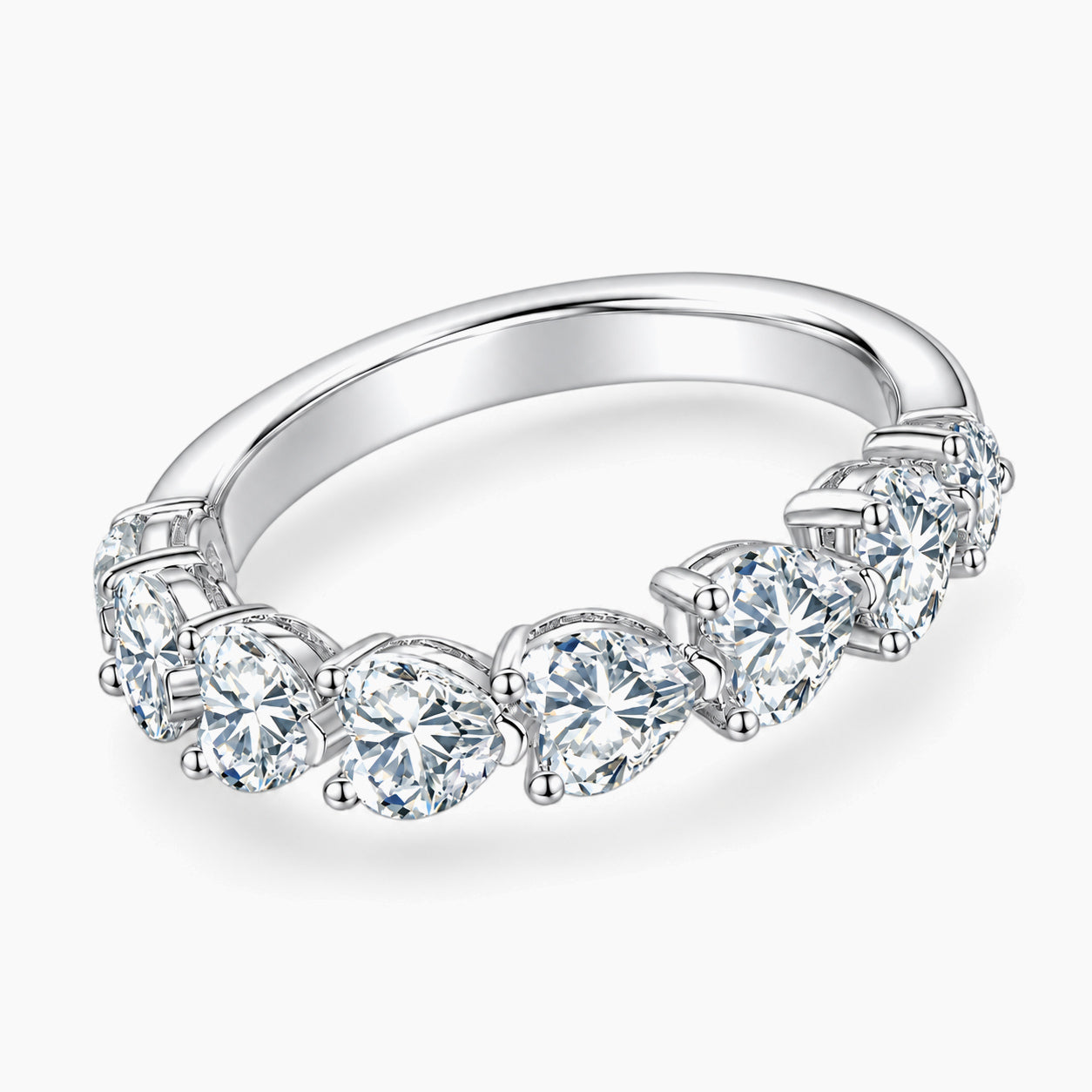 Heart Cut Half Eternity Moissanite Band