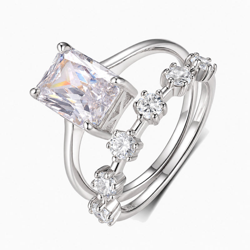 Radiant Moissanite Floating Bridal Ring Set